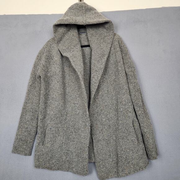 Vince Sweaters - Vince Sweater Womens Medium Gray Hooded Open Front Wool Blend Cardigan 72676